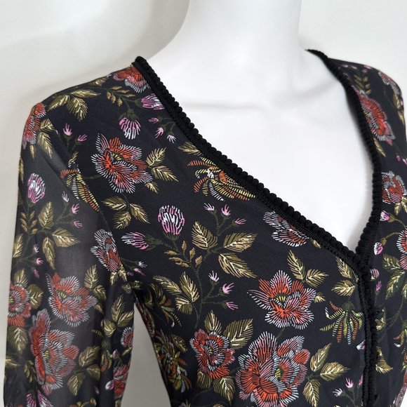 Anthropologie Laia Ines Floral Print Contrast Maxi Dress in Black Motif Size S - Picture 7 of 17